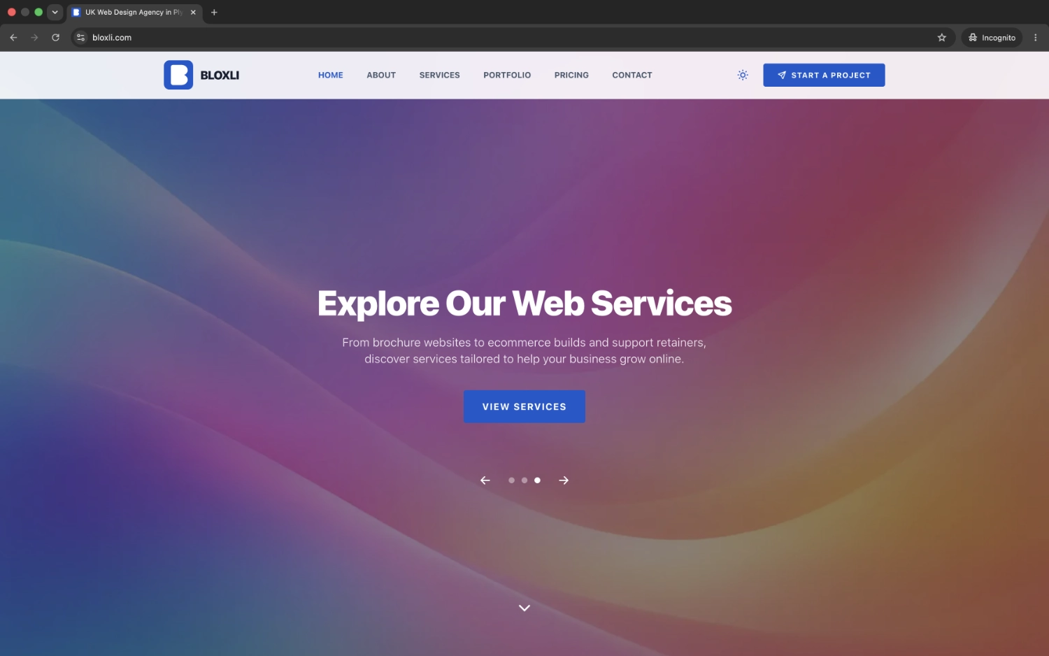 Bloxli web design Cornwall lightweight website project screenshot by Stormy Studios