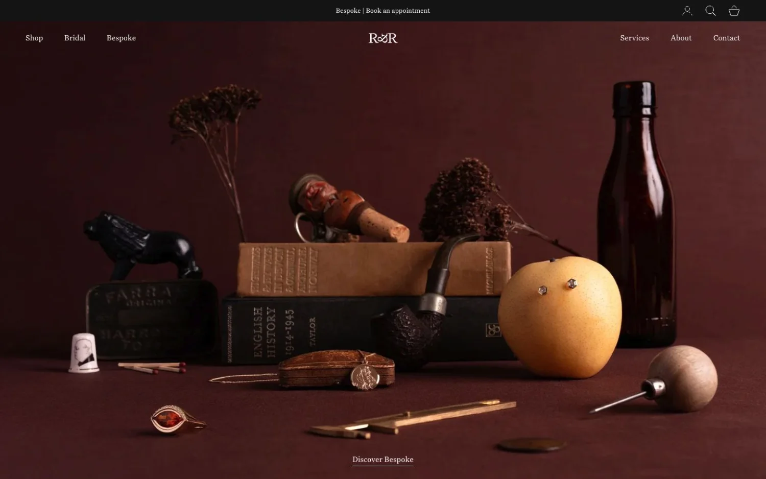 Robins & Robins Shopify storefront presenting premium jewellery and product imagery, representing development and SEO work in Plymouth, Devon